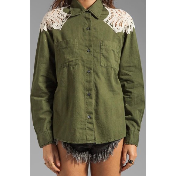 Jen’s Pirate Booty, Army Top with Crochet Lace back detail - Picture 4 of 16